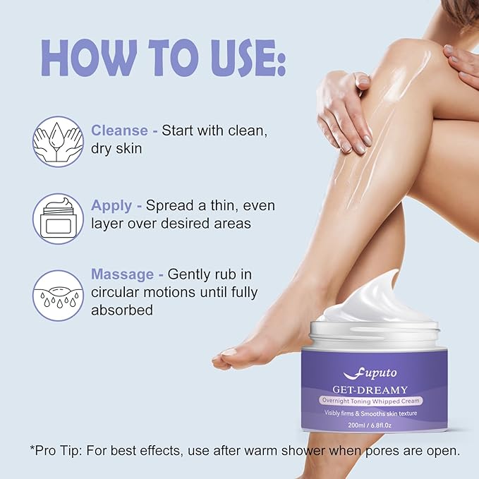 Get Dreamy Overnight Toning Whip - Body Firming Cream for Women, 6.76 oz Sleep & Sculpt Night Cream, Reduces the Appearance of Body Skin Laxity for Mulated for All Skin Types (200ml)
