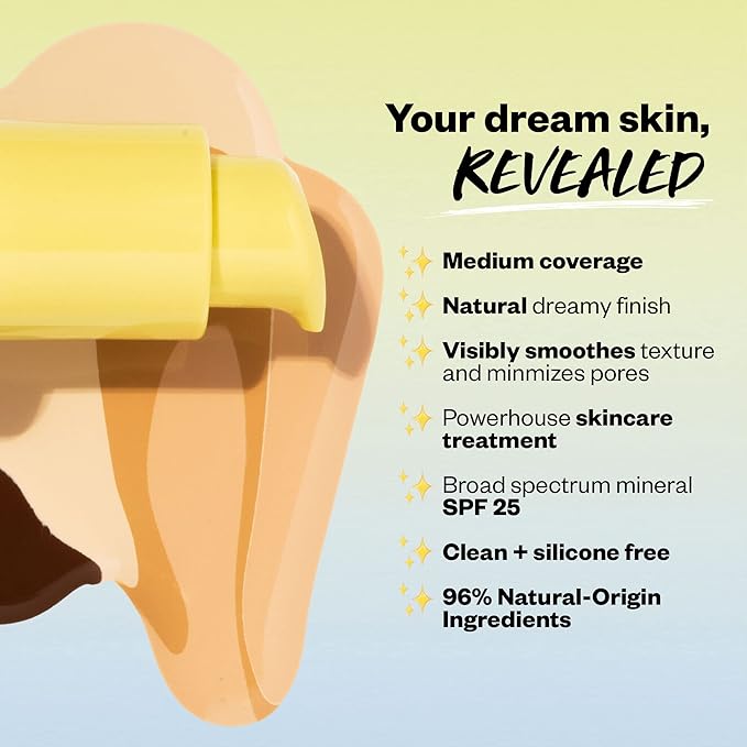 Kosas Revealer Skin-Improving Foundation with SPF 25 Protection - Hydrate, Brighten, Soothe, Plump, Protect Skin - Smoothing Texture, Natural Finish and Clean Formula - Light Medium Neutral Warm 190