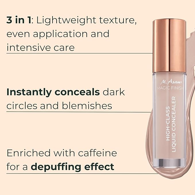 M. Asam MAGIC FINISH HIGHCLASS LIQUID CONCEALER Fair (0.13 fl oz) - 4-in-1 Concealer With Mimic-Lift complex & High Coverage For Dark Circles & Blemishes, Vegan Make Up With Illuminating Pigments
