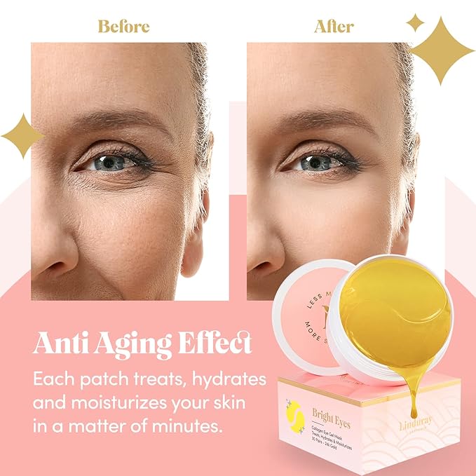 24K Gold Collagen Under Eye Mask - Bright Eyes Anti Aging Treatment