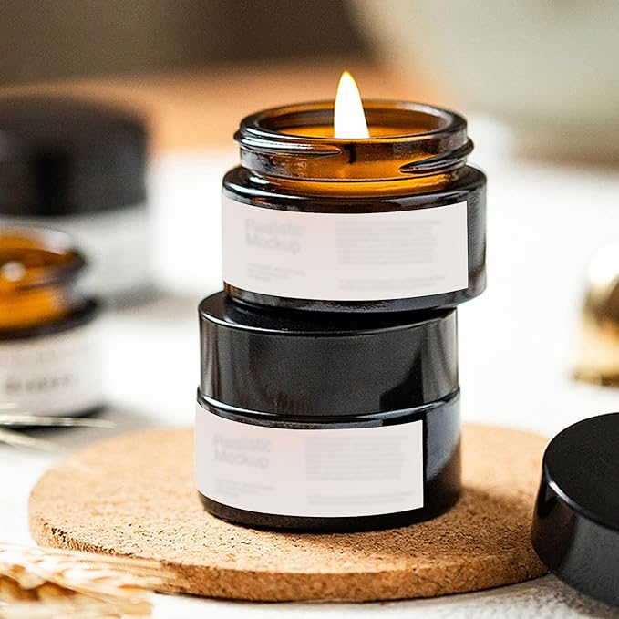 Lil Ray 1 oz Round Amber Glass Jar with Inner Liners and Black Lid (24pcs)