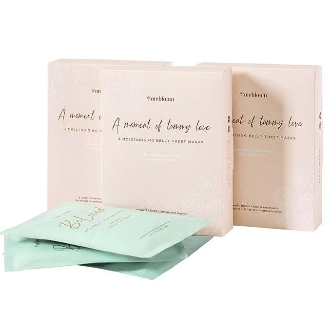 3 x Feuchtigkeitsspendende Bauchtuchmaske - hilft gegen Dehnungsstreifen - wirkungsvolle Mischung aus natürlichen und biologischen Pflanzenstoffen