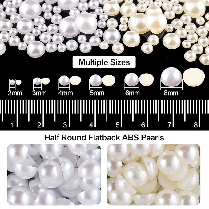 Flat Back Rhinestone+Half Round Pearl Kits Colorful Rhinestones+White+Beige Pearls With Picker Pencil And Tweezer For Home DIY And Professional Use