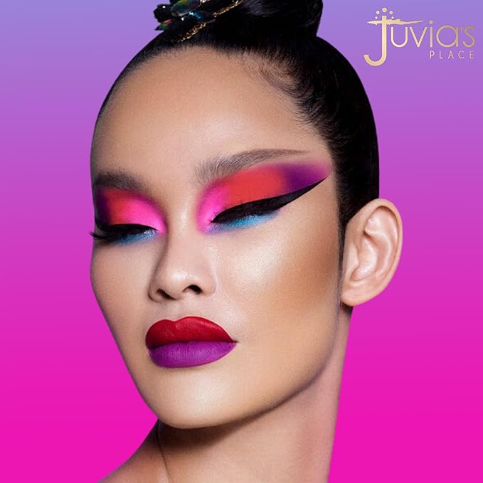 Juvia's Place Palette The Warrior III - Deep Emerald Green, Red, Violet, Cerulean Blue, Shades of 9, Pigmented Makeup Palette Eye Color & Shine