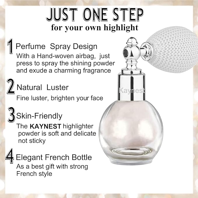 Highlighter Powder Spray, Longwear Glitter Spray for Body, Face, Hair, Shimmer Powder High Gloss Loose Powder Makeup Mist for Festive Party, Stage Shows, Nightclubs, Bar(3#Nude Pink)