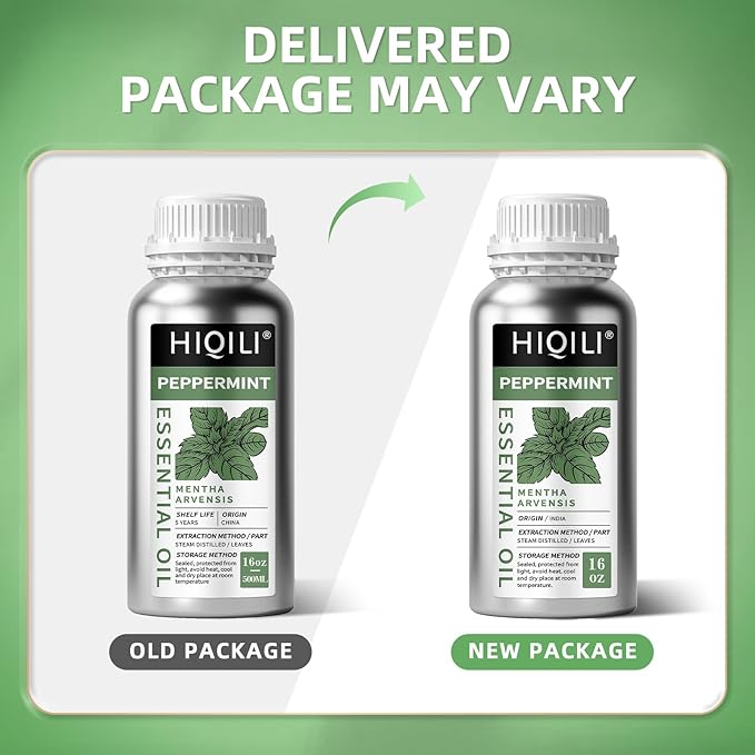 HIQILI Peppermint Essential Oil 16 oz 100% Pure Natural Aromatic Oil for Freshening Air, Hair Care, DIY Soap, SPA & Home Use