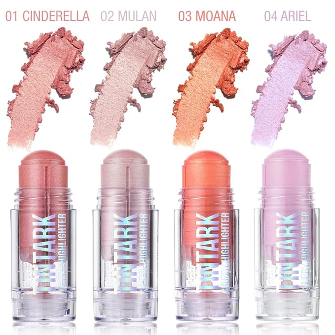 Chubby Cream Highlighter Stick for Face, Glitter Eyeshadow Makeup, Highlight Stick, Face Highlighters & Luminizers, Light Pink Peach Shimmer