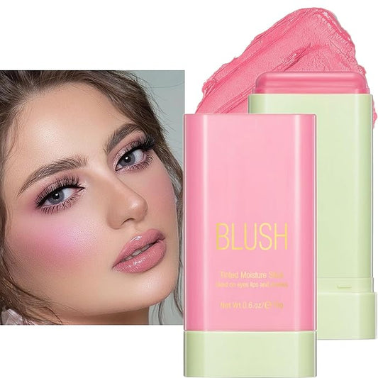 Blush Stick, Cream Blush Stick for Cheeks & Lips, Blendable Long-Lasting Multi-Use Contour Stick & Highlighter Makeup (#1 SHY PINK)