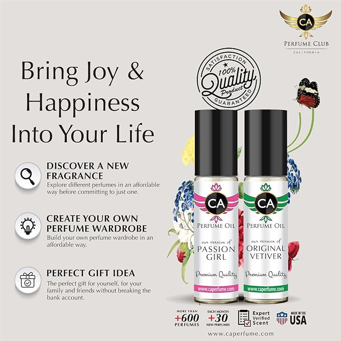 CA Perfume Impression of Bright Crystal For Women Replica Fragrance Body Oil Dupes Alcohol-Free Essential Aromatherapy Sample Travel Size Concentrated Long Lasting Attar Roll-On 0.3 Fl Oz-X3