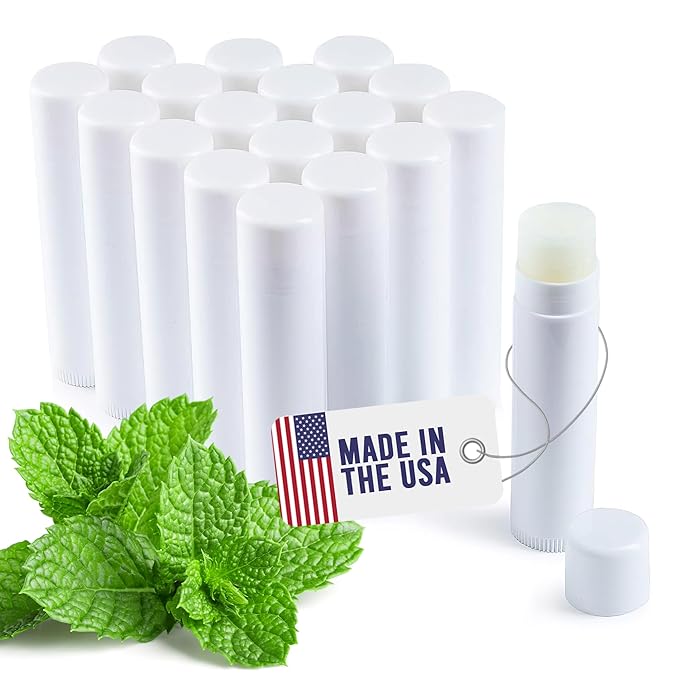 Lip Balm Bulk Unlabeled - Made in USA Bulk Chapstick - Natural Ingredients Vitamin E Shea Butter - Custom Chapstick Bulk For Party & Wedding Favors (18 Count, Peppermint)