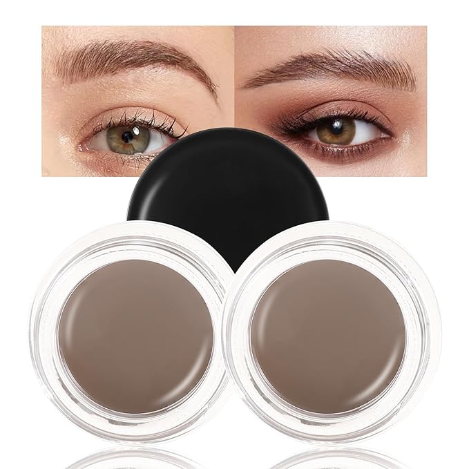 Boobeen 2 Pcs Eyebrow Pomade Cream, Waterproof Brow Pomade Gel High Pigmented Long-lasting for Natural Eyebrow Makeup, Suitable for Everyone