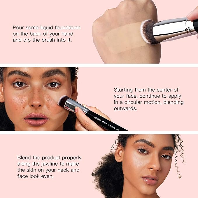 Flat Top Kabuki Foundation Brush, EIGSHOW Premium Makeup Brush for Liquid, Cream, and Powder - Blending, Buffing, Stippling, Flawless Application (F624)
