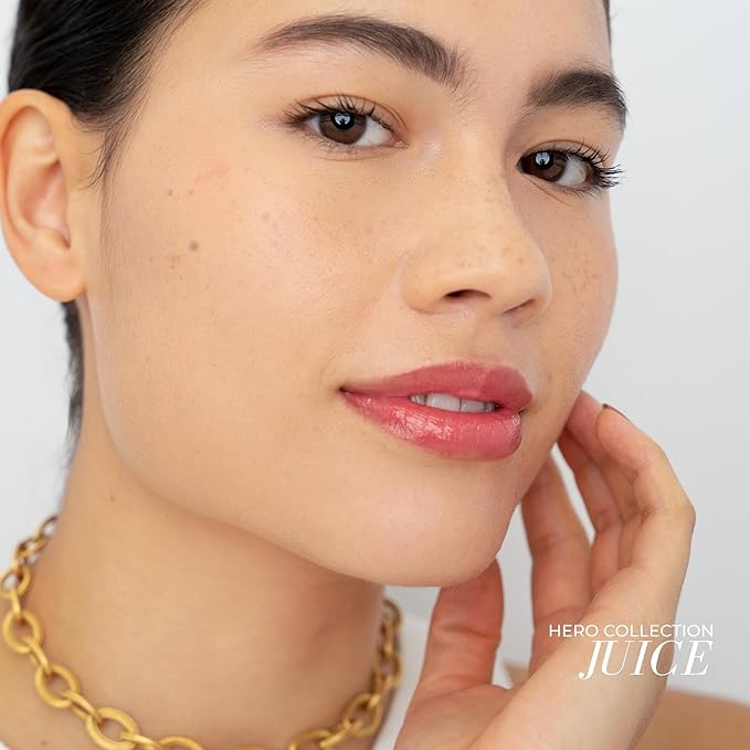 FITGLOW Beauty Lip Colour Serum | Hydrating Lip Gloss | Plumping Anti-Aging Lip Treatment | Natural Shine with Pomegranate Sterols & Collagen | Buildable Color for Dry Chapped Lips | Juice - 10g