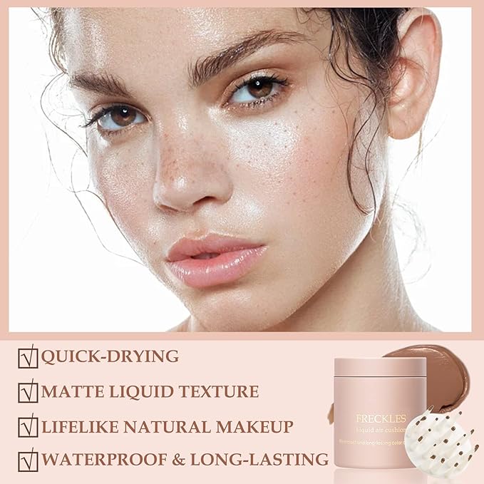 Boobeen Freckle Stamp Face Freckles Air Cushion Liquid Freckle Makeup Stamp Waterproof Fake Freckle Pen Long Lasting Quick Dry Small Spot Freckle Makeup, Create Natural Freckles Makeup