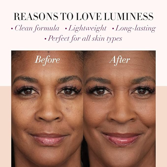 LUMINESS Silk Airbrush Spray Foundation & Buffing Brush Kit – Full Coverage Foundation & Dual-Sided Buffing Brush - Buildable Coverage, Anti-Aging Formula Hydrates & Moisturizes (Shade - Light Rich)