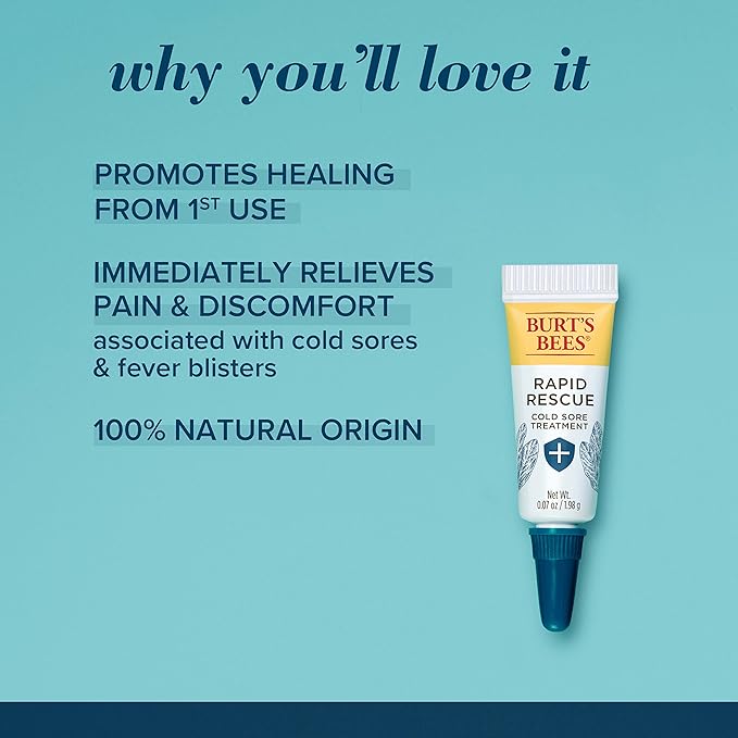 Burt's Bees Cold Sore Treatment and Medicated Lip Balm, College Back to School Dorm Essentials, With Menthol and Eucalyptus Oil, Natural Origin Skincare, 2 Tubes, 0.07 oz./0.15 oz.