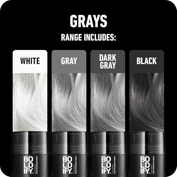 Boldify Hair Fibers Color Sample Kit - Fill In Thinning and Fine Hair for an Instantly Fuller, Thicker Look - 14 Shades for Women & Men - Grays