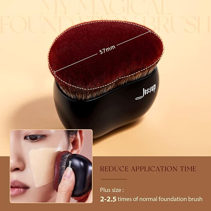 Jessup Foundation Brush Large Kabuki Makeup Brush for Face Body Blending Buffing Stippling Liquid Powder Cream Flawless with Gift Box, Black SF001