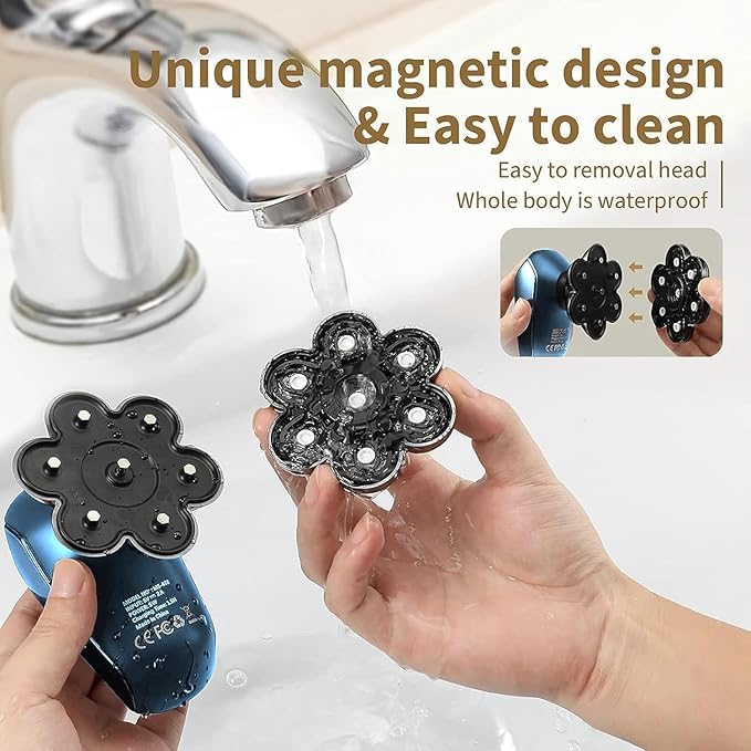 Head Shavers for Bald Men: 5-in-1 Electric Razor - IPX7 Waterproof Shaving Grooming Kit for Balder - Turbo Speed & Precision Blades (Dark Blue)