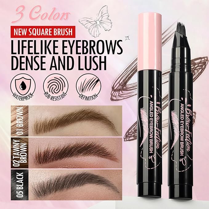 Eyebrow Pencils for Women, Liquid Microblading Eyebrow Pen with Square Angled Brush & Ultra-Fine Precision Tip – Natural Hair-Like Strokes, 24hrs Long-Lasting, Waterproof, Easy to Use (Tawny Brown)