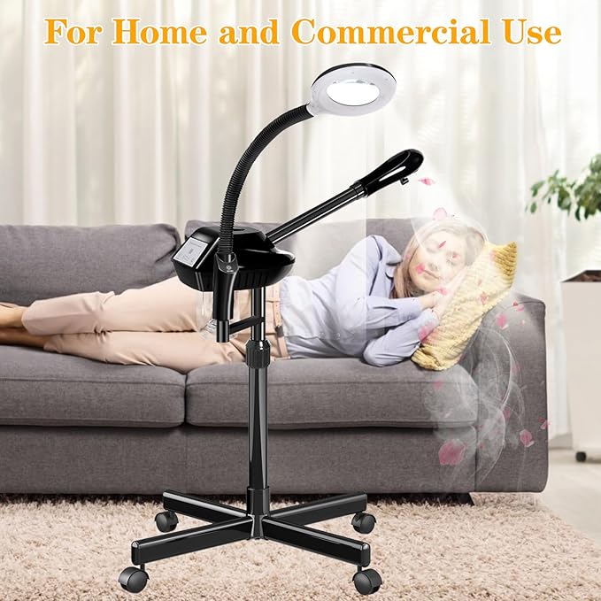 Facial Steamer for Deep Hydration, 2in1 Ozone Face Steamer with 5X Magnifying Lamp, Professional Facial Steamer, Suitable for Home Use or Beauty Spa Deep Cleansing and Hydration