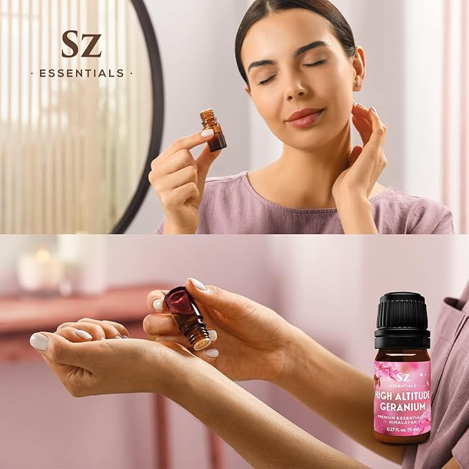 High Altitude Geranium Essential Oil – 100% Pure & Natural, Grown in The High-Altitude – Aromatherapy, Home Use – Therapeutic Grade & Vegan – 5 mL