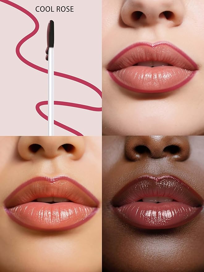 Lip Stain Peel Off Lip Liner Stain with Tweezer, Long Lasting Matte Lip Tint Tattoo, Highly Pigmented Color Lip Makeup, Waterproof Lipstick, Transfer-proof Lipstain for Women, Cool Rose