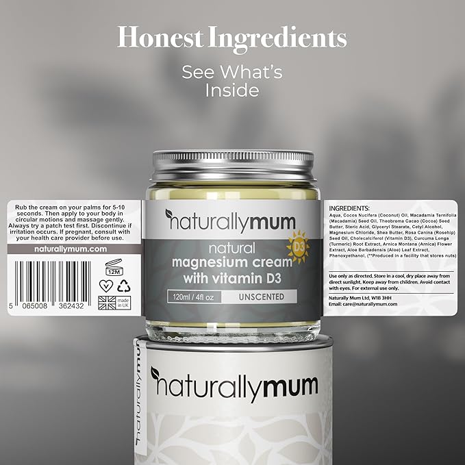 Magnesium Cream with Vitamin D3 [4 Fl Oz] - Magnesium Calm Cream and Vitamin D Lotion - Magnesium D3 Cream - Calming Cream Magnesium and Vitamin D - Turmeric & Arnica Cream - Unscented