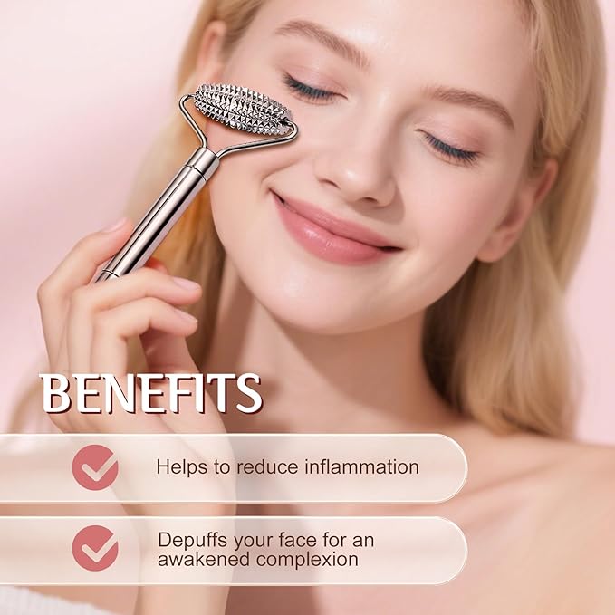 Gua Sha Facial Tools and Face Roller Set, Lymphatic Drainage Massager，Stainless Steel Facial Sculpting Eyes Roller Guasha for Face, Chin & Jawline Sculpting,Skin Care (Stainless Steel)