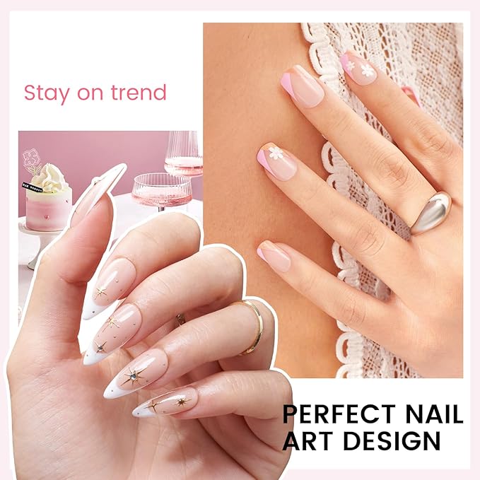 Gel Nail Polish Kit with U V Light, Hema-Free White Light Nude Pink Summer Gel Polish Set with Base & Top Coat Chrome Nail Powder, 4 Colors Mini Salon Nail Art Starter Gift for Women Girl