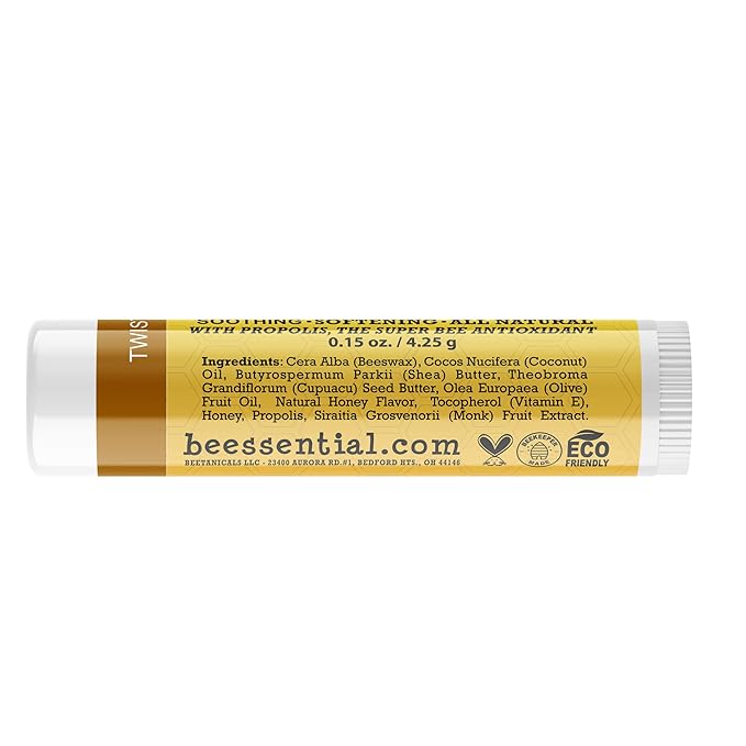 Beessential Natural Bulk Lip Balm, Honey, 18 Pack | For Men, Women, and Children. Great for Gifts, Showers, & More