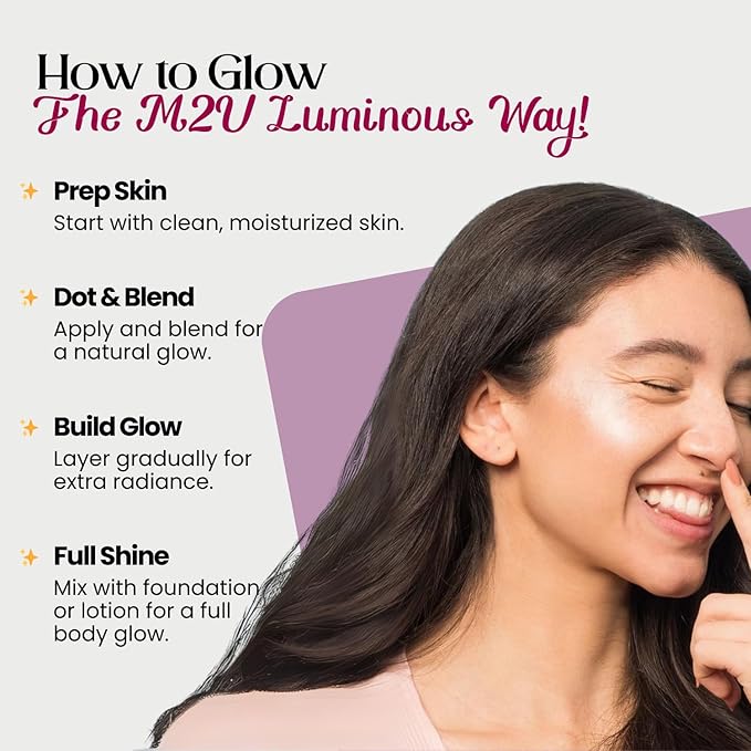M2U NYC Liquid Highlighter Makeup – Lightweight Luminizer for Natural Radiant Glow with Shimmer – Ultra Smooth Hydrating Illuminator, Face, Cheekbone & Body Glow Enhancer Pink Pearl (Mermaid Tears)