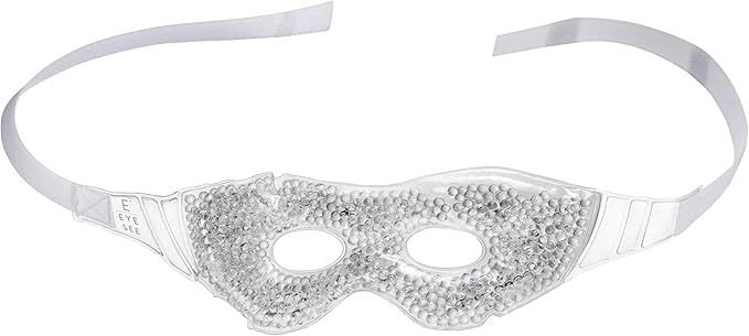 Gel Eye Mask, White - Cold Compress Ice Pack with Gel Beads - Microwave Safe for Heat Therapy - Great for Puffy Eyes, Dark Circles, Dry Eyes, Soothing Headaches