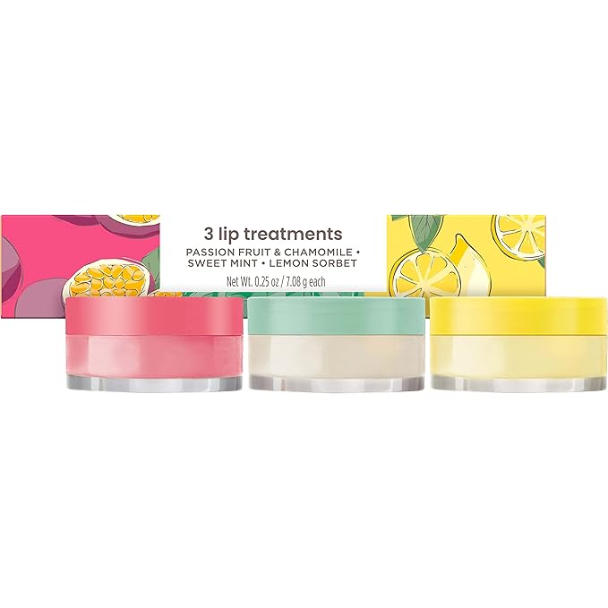 Burt's Bees Lip Mask Set- Overnight Intensive Treatment Revives & Nourishes for All Day Hydration, College Back to School Dorm Essentials, Passion Fruit & Chamomile, Sweet Mint & Lemon Sorbet