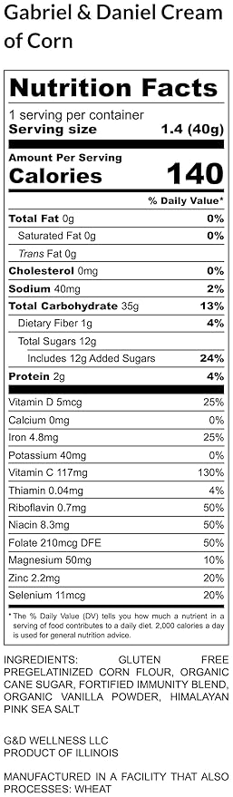 Gabriel & Daniel Gluten Free Instant Cream of Corn – Non-GMO, Pure and Wholesome Hot Cereal – Smooth & Creamy Texture with Vanilla – Microwave Cup for a Nourishing and Easy Breakfast To Go (Pack of 6)