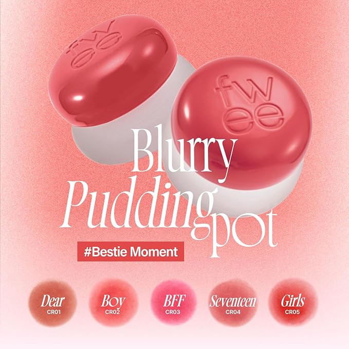 Lip&Cheek Blurry Pudding Pot | Bestie Moment - Girls | Makeup Blush, Buildable Lightweight, Multi-Use Soft Matte Finish | 5g