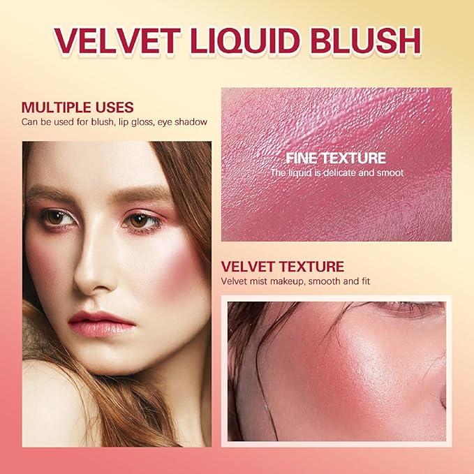 Liquid Blush, Natural Matte Finish Looking, Dewy Cheek Tint Cream Blush for Cheeks, Soft Cream Face Blush, Moisturizing Lightweight Blendable Feel(Orange Red 04)