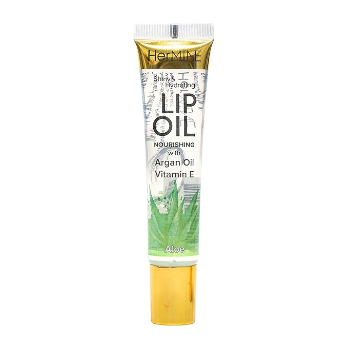 HerMINE Nourishing Lip Oil with Argan Oil & Vitamin E Clear Long Lasting Hydrating Lip Moisturizing Gel 15g / 0.52oz (Aloe)