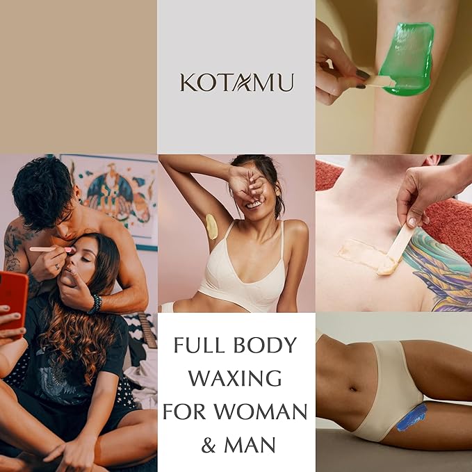 KOTAMU Waxing Kit for Women & Men, Wax Warmer for Hair Removal, Digital Wax Kit with Silicone Pot，Ideal for Face Eyebrow Arm Legs Armpit &Sensitive Skin, Cherry Waxing Machine for Home Salon Use