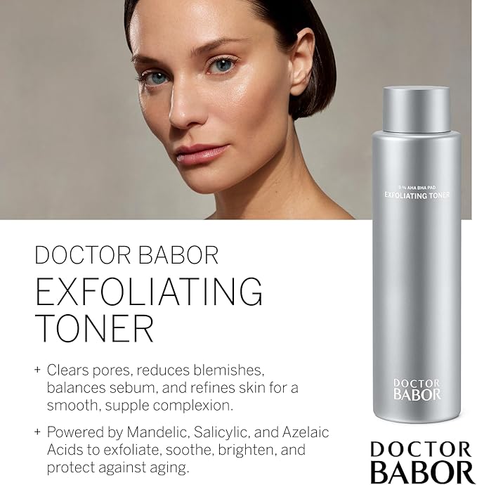 Doctor BABOR Exfoliating Toner | Facial Toner for Blemished and Oily Skin | Anti-Pimples and for Finer Pores | with AHA, BHA and PAD | 200 ml
