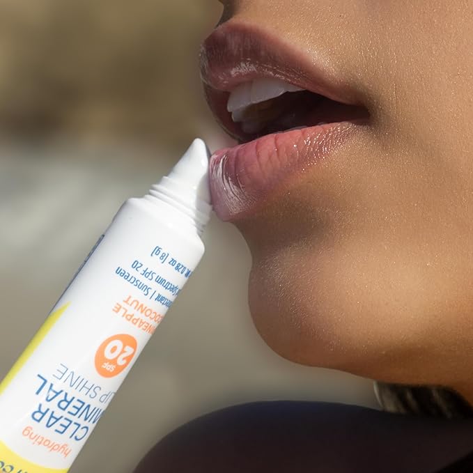 Seaweed Bath Co. Hydrating Clear Mineral Lip Shine SPF 20 Sunscreen Zinc Oxide Lip Balm, 0.28 Oz, Moisturizing Care for Dry, Chapped Lips