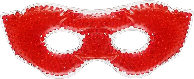 Gel Eye Mask, Red - Cold Compress Ice Pack with Gel Beads - Microwave Safe for Heat Therapy - Great for Puffy Eyes, Dark Circles, Dry Eyes, Soothing Headaches