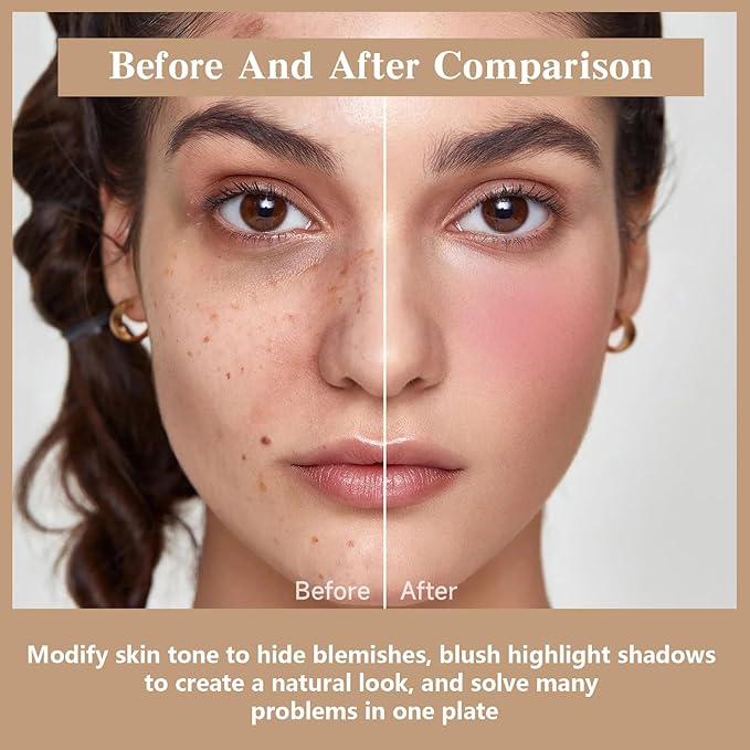 Cream Blush & Concealer Palette, 12 Colors, Long Wearing, Smudge Proof, Blendable Matte Finish, Face Makeup (02)