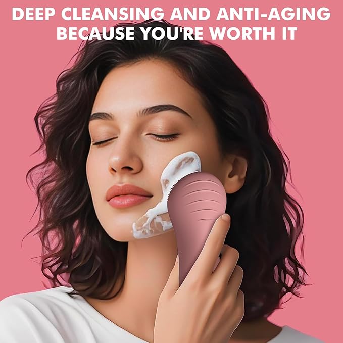 LZP Facial Cleansing Brush, Silicone Electric Exfoliator Scrubber with 6 Speeds, Rechargeable Face Scrubber for Cleansing, Exfoliating and Massaging, Waterproof Face Scrub Brush for Men & Women
