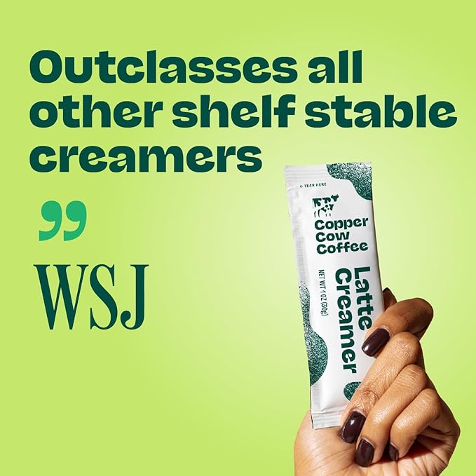 Copper Cow Coffee Sweetened Condensed Milk Coffee Creamer Singles (8 pack) | Vietnamese Inspired Coffee Creamer, All Natural Creamer Packets for Pour Overs & Lattes | No Refrigeration Needed