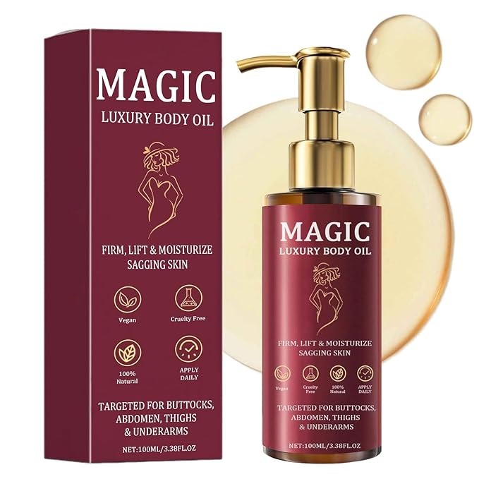 Magic Body Firming Oil, Luxury Body Oil for Crepe Skin, Tightening & Hydrating Body Oil After Shower with Vitamin E and Rosehip, Non-Greasy Body Serum Oil for Thighs, Arms, Chest, 100ML / 3.38 Fl Oz