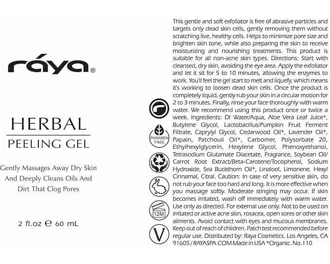 RAYA Herbal Facial Peeling Gel (110) | Gentle and Soft Exfoliator for Oily Skin | Helps Minimize Pores and Brighten Complexion