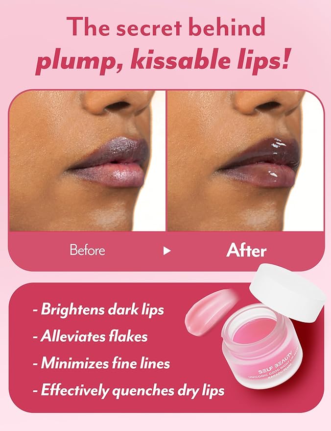 SelfBeauty Lip Mask - Kakadu Plum, Vegan Lip Balm, Daily Lip Moisturizer, Overnight Hydrating Lip Treatment with Vitamin C, Lip Scrub Exfoliator Intensive Lip Repair, 0.51fl.oz