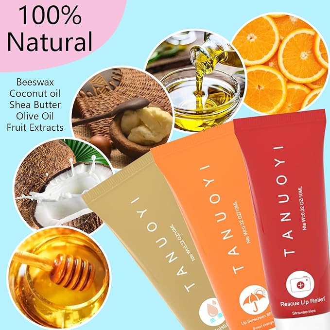 Lip Sunscreen Moisturizing and Repair Package SPF 30 - Summer Long Lasting Moisturized, Smooth and Repaired Lips - 3 Flavors (Pack of 6: 2 moisturizing+ 2 repairing+ 2 SPF)