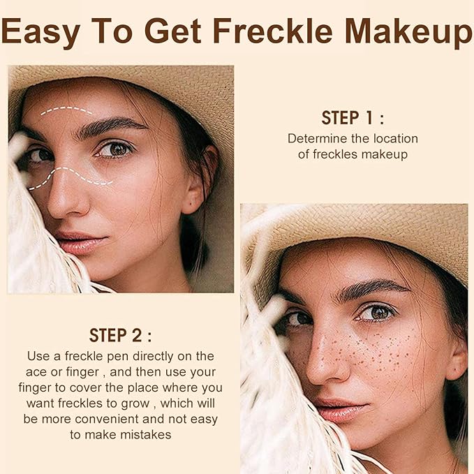 Freckle Pen, Freckle Makeup Pen for Face, Waterproof Long Lasting Quick Dry Faux Freckle Pen, Soft Artificial Freckles Makeup Face Decoration, Create Natural Sunkissed Skin (Chestnut)